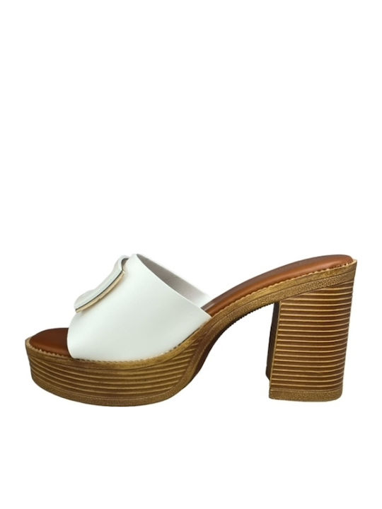 Mules mit Absatz in Weiß Farbe