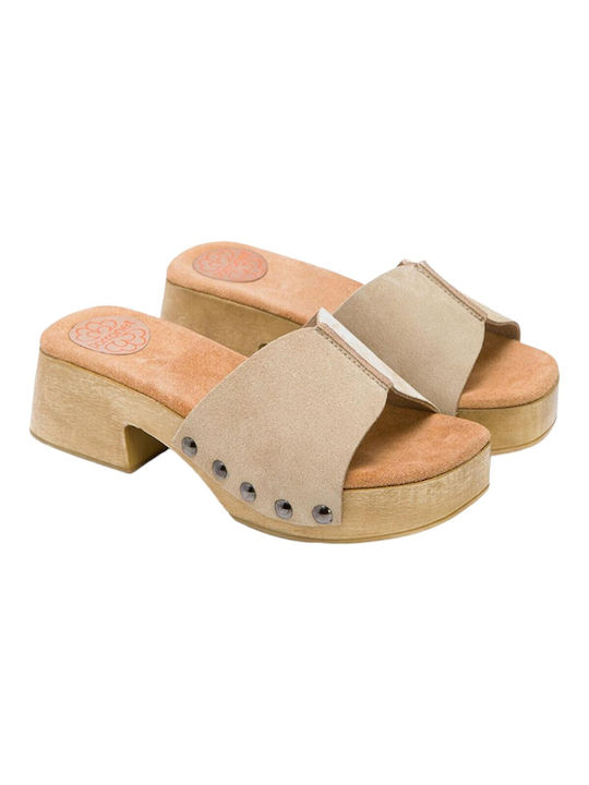 Porronet Mules mit Absatz in Beige Farbe