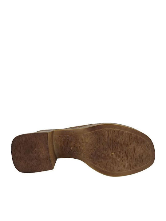 Wildleder Mules mit Chunky Hoch Absatz in Tabac Braun Farbe