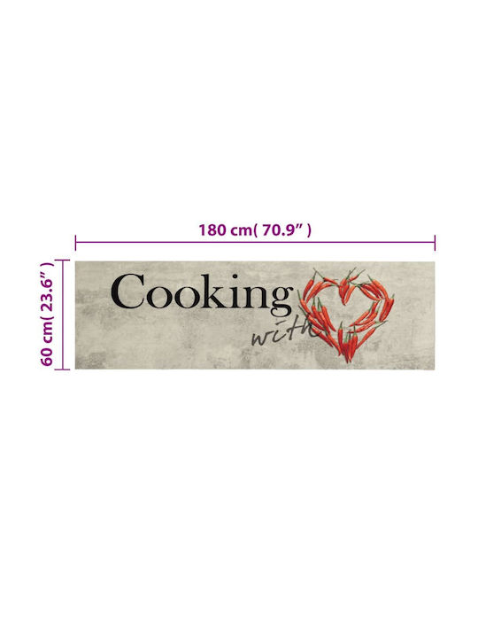 vidaXL Kitchen Mat Runner with Anti-slip Underlay Grey 60x180εκ.