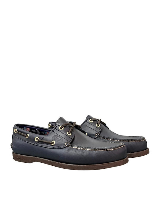 Δερμάτινα Ανδρικά Boat Shoes σε Μπλε Χρώμα