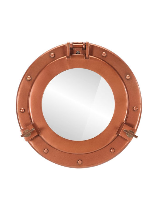 vidaXL Wall Mirror with Brown Metallic Frame Diameter 30cm 1pcs