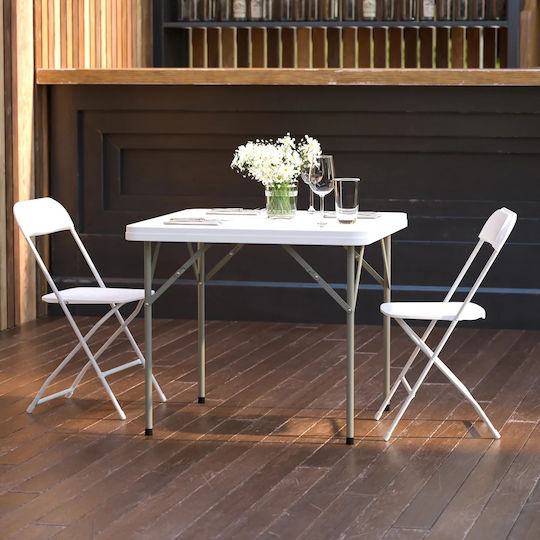 Noel Square Sitting Room Outdoor Foldable Plastic Table White 87.5x87.5x72cm