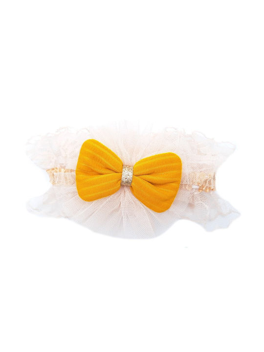 Baby Hair Band with Bow & Mustard Lace