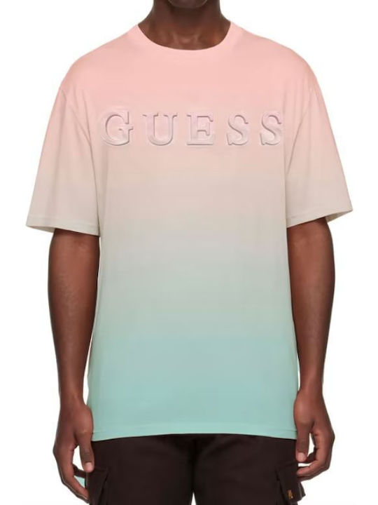 Guess T-shirt Bărbătesc cu Mânecă Scurtă Pink