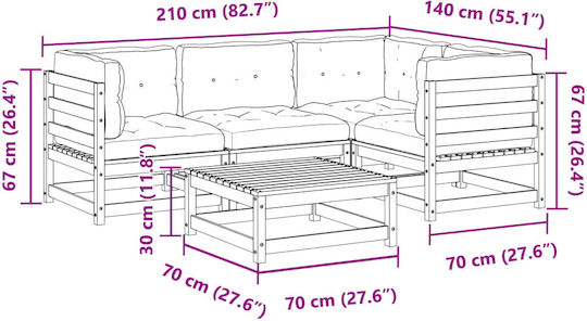vidaXL Garden & Outdoor Furniture Set 5 Pieces Brown with Pillows