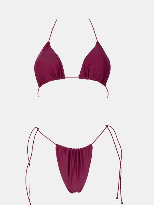 Set Bikini Dreieck mit Abnehmbarer Verstärkung & Brasilien Burgundisch