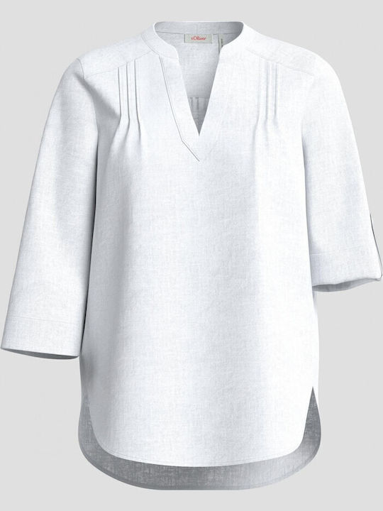 Women's Summer Blouse Linen White
