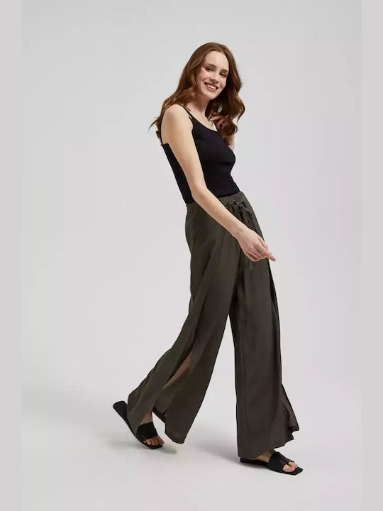 Make your image Women's Fabric Trousers with Elastic Olive
