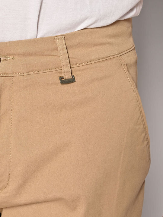 Trousers Elastic in Slim Fit Beige