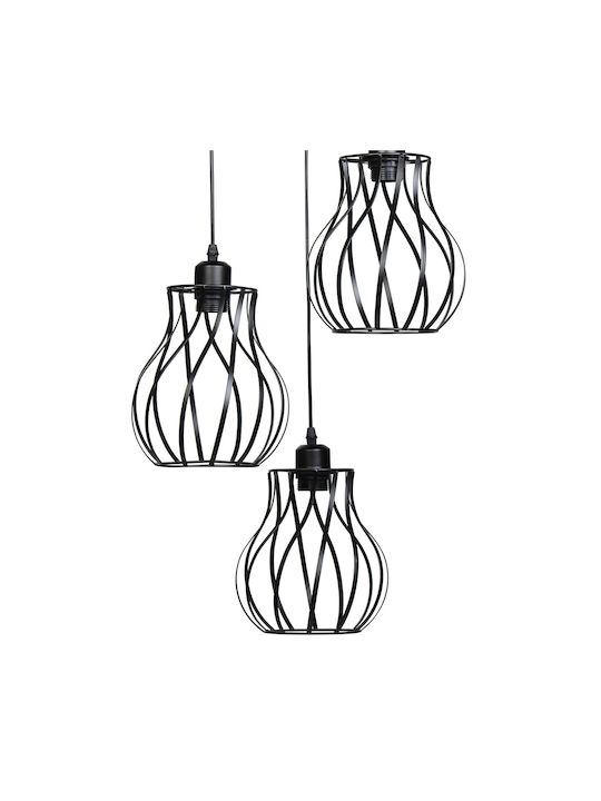 Keskor Pendant Light Three-Light for Socket E27 Black