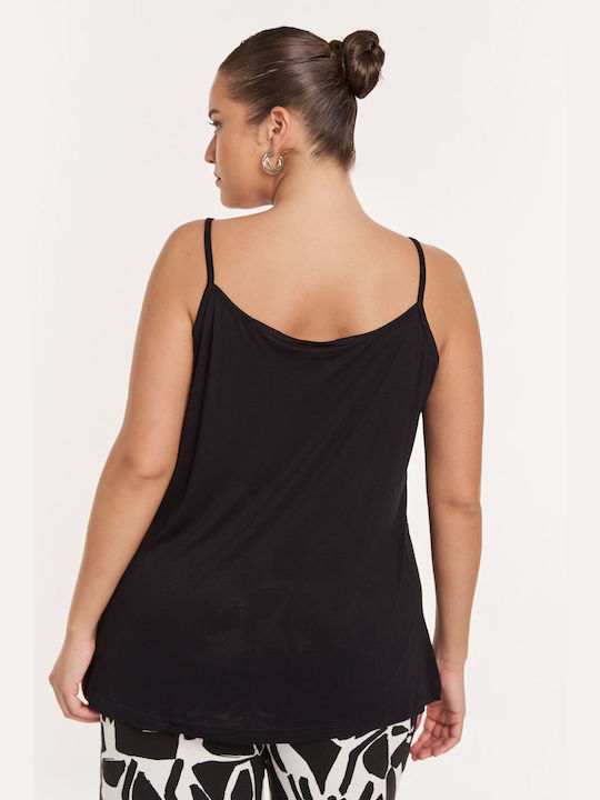 Women's Blouse with Straps Black