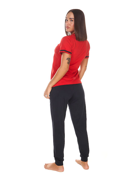 Comfort Sommer Damen Pyjama-Set Red