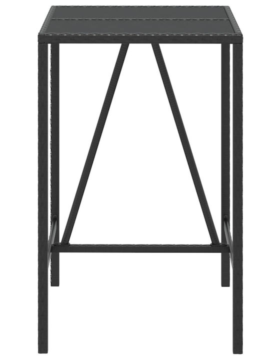 Outdoor Bar Rattan Table Black 70x70x110cm
