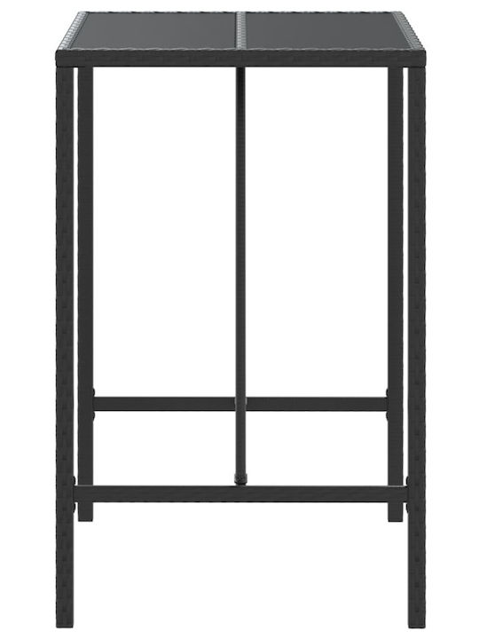 Outdoor Bar Rattan Table Black 70x70x110cm