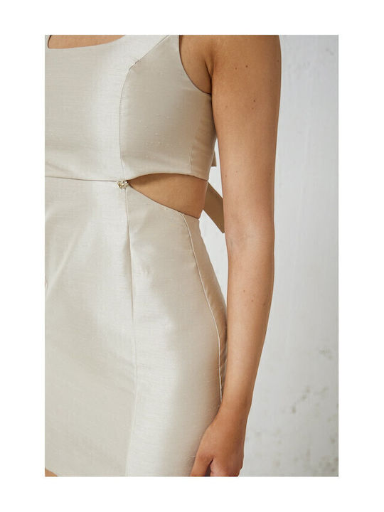 Eloise Summer Mini Evening Dress Beige