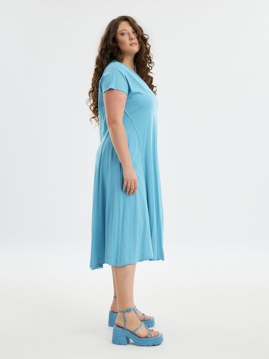 Mat Fashion Midi Dress Turquoise