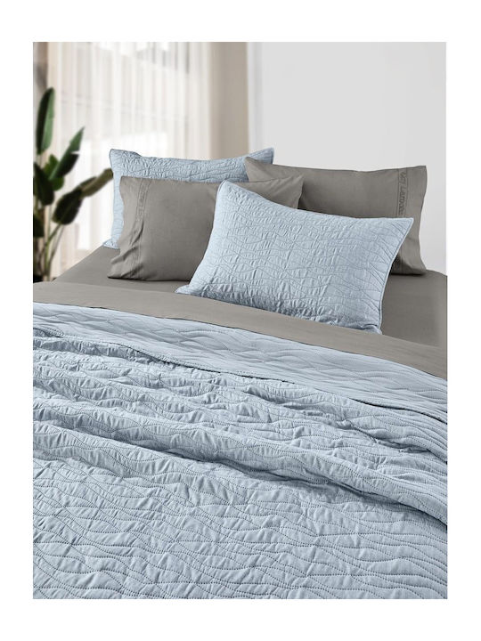 Guy Laroche Shadow Set Coverlet Queen Size Microfiber Shadow Blue 220x240cm 2pcs