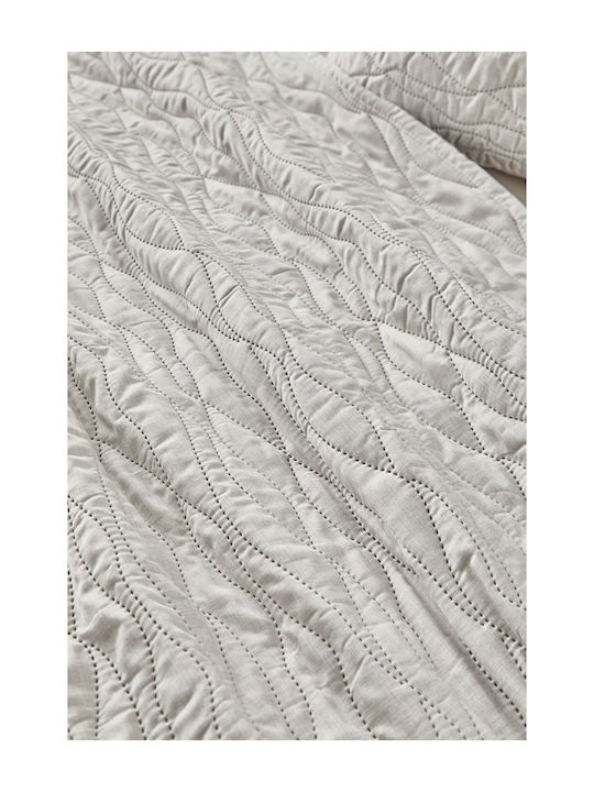 Guy Laroche Shadow Set Coverlet Queen Size Microfiber Natural 220x240cm 2pcs