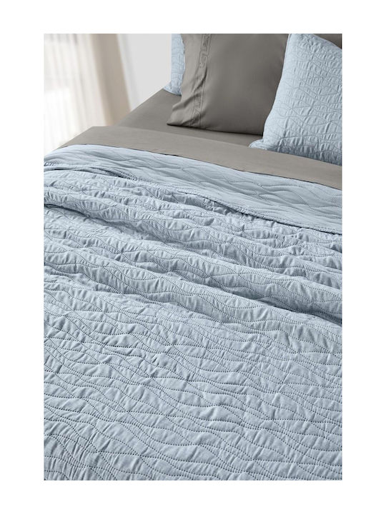 Guy Laroche Shadow Set Coverlet Queen Size Microfiber Shadow Blue 220x240cm 2pcs