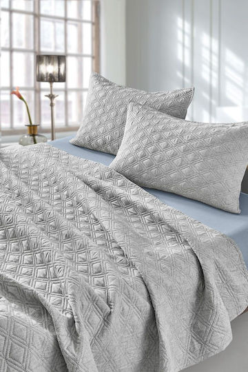 Guy Laroche Tempest Set Coverlet Queen Size Microfiber Grey 220x240cm 2pcs