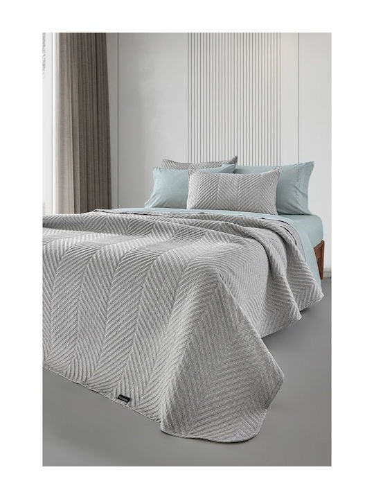 Guy Laroche Bone Set Coverlet Queen Size Microfiber Bone Grey 220x240cm 2pcs