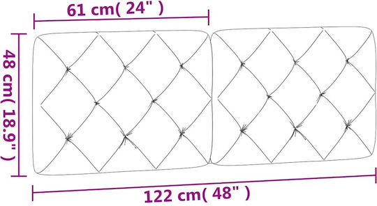 vidaXL Възглавница За Табла За Легло Текстилна Светлосива 122x48см