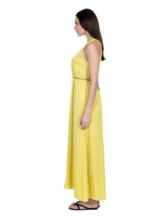 Maxi Abendkleid Satin Gelb