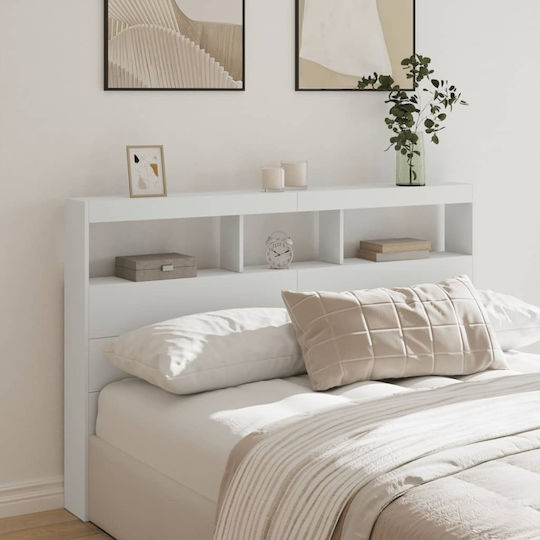 vidaXL Hölzernes Kopfstütze für Betten Weiß 160x102cm
