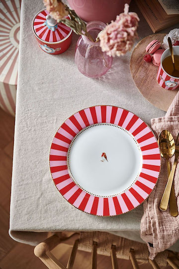 PiP Studio Πιάτο Γλυκού από Πορσελάνη Red-Pink με Διάμετρο 21cm