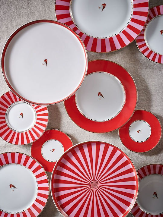 PiP Studio Love Birds Πιάτο Γλυκού από Πορσελάνη Red με Διάμετρο 21cm