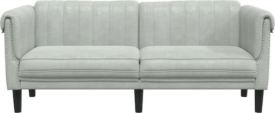 Zweisitzer Samt Sofa Hell-Grau 182x77x74cm