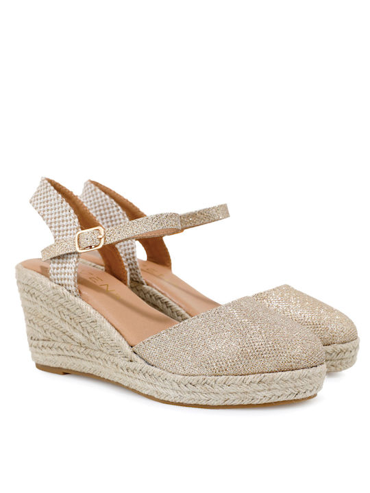 Seven Women's Fabric Platform Espadrilles Gold