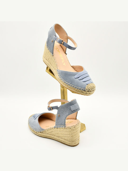 Stonefly Women's Leather Platform Espadrilles Light Blue