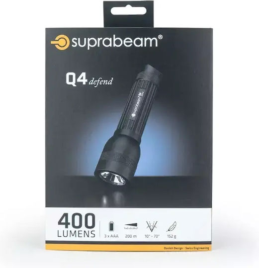 Suprabeam Taschenlampe LED IPX4 mit maximaler Helligkeit 400lm Schwarz