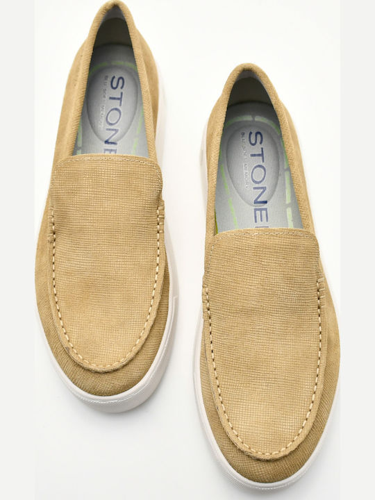 Δερμάτινα Ανδρικά Loafers σε Μπεζ Χρώμα