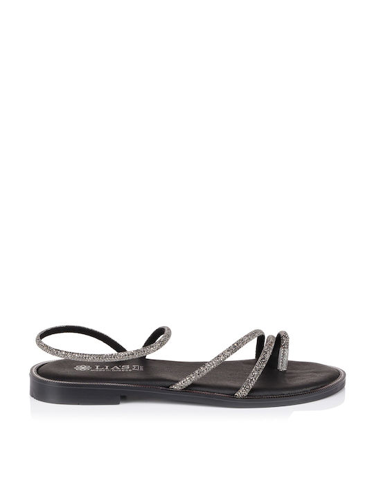 Lias Mouse Leather Women's Flat Sandals in Silver Color