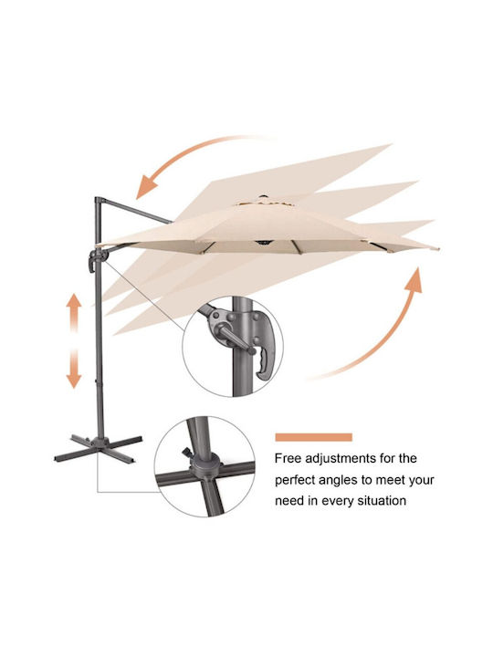 Umbrelă Suspendată Rotundă Din aluminiu Bej Φ2.5m