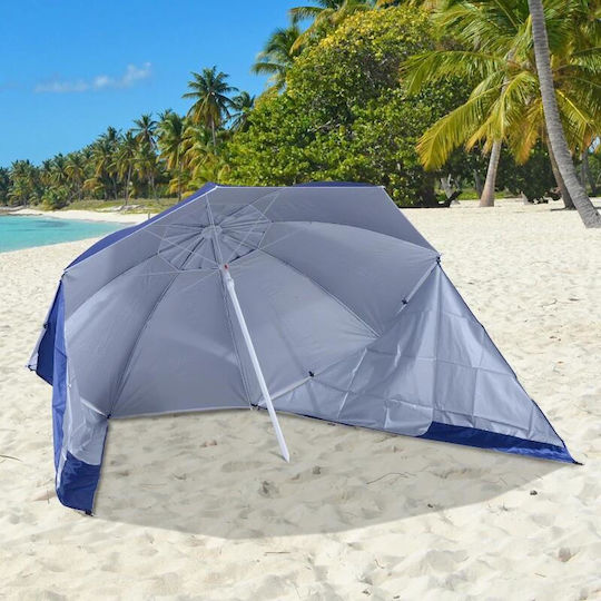 Folding Beach Umbrella Diameter 2.1m Blue