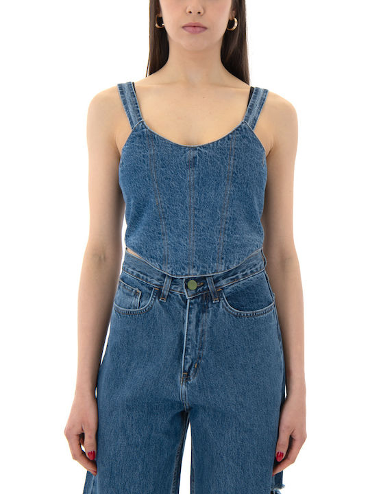 Co|Te Women's Corset Blouse with Straps Blue