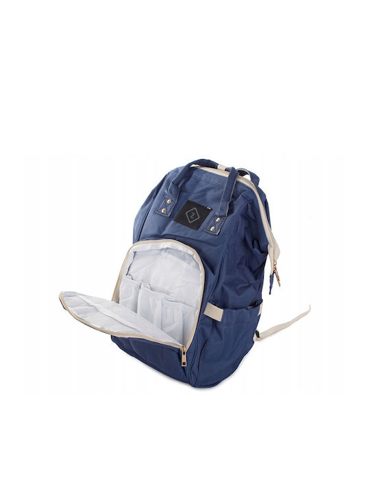 Multifunctional Backpack Zola Moms Back Zipper Dark Blue Cream