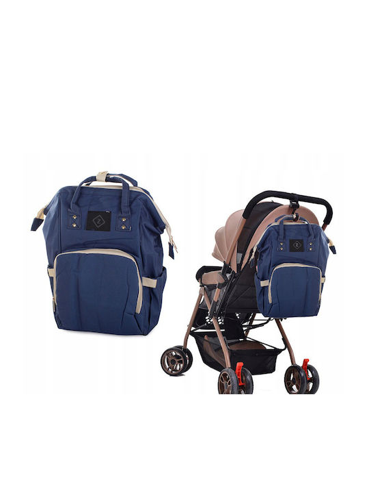 Multifunctional Backpack Zola Moms Back Zipper Dark Blue Cream