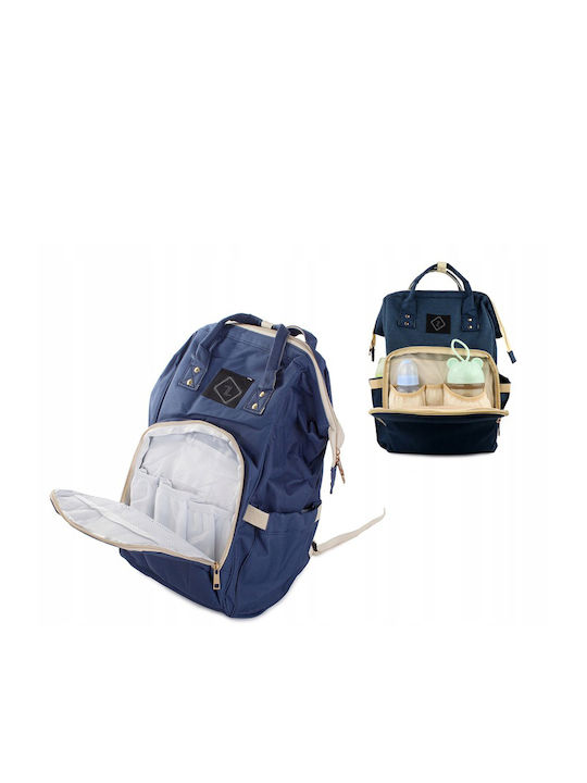 Multifunctional Backpack Zola Moms Back Zipper Dark Blue Cream