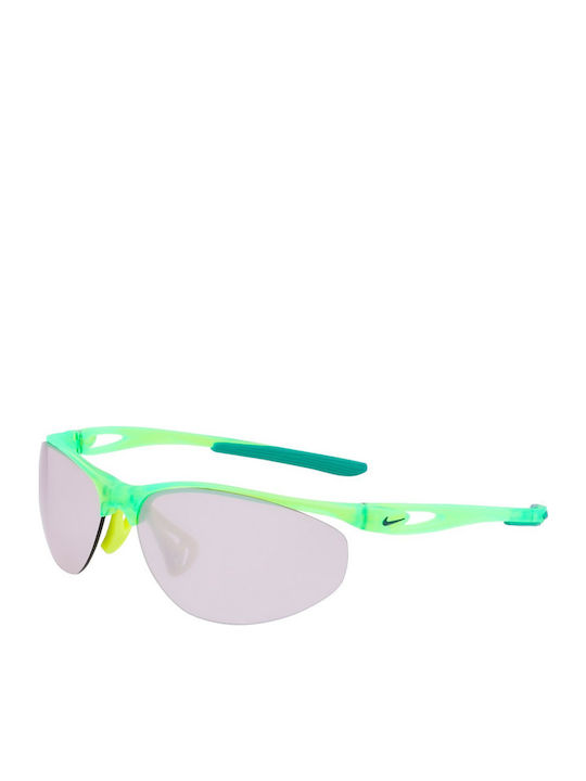 Nike Aerial E Unisex Sunglasses with Green Plastic Frame and Silver Mirror Lens DZ7353-702