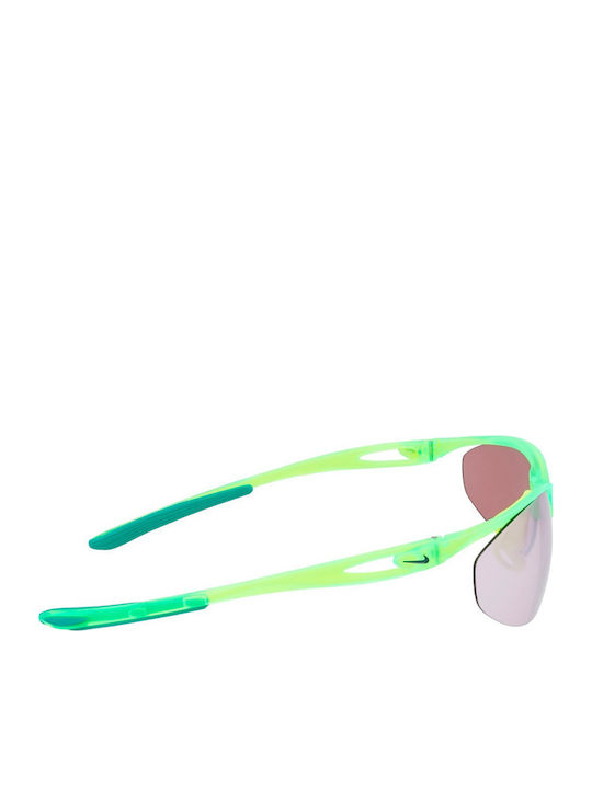 Nike Aerial E Unisex Sunglasses with Green Plastic Frame and Silver Mirror Lens DZ7353-702