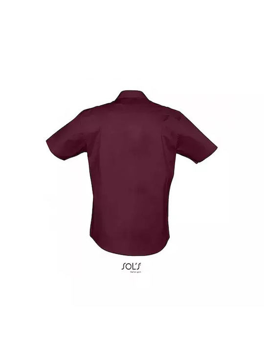 Sol's Broadway Men's Shirt Short Sleeve Cotton Burgundy