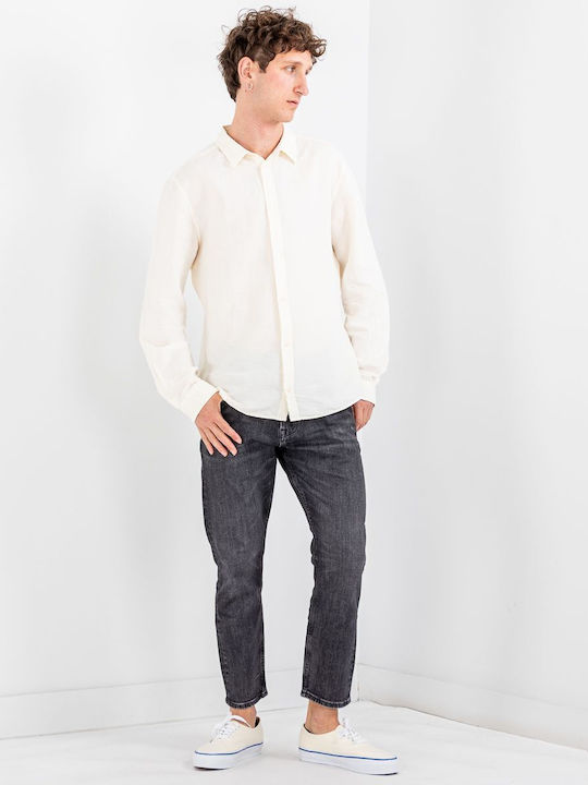 Gabba Men's Shirt Long Sleeve Linen Ecru