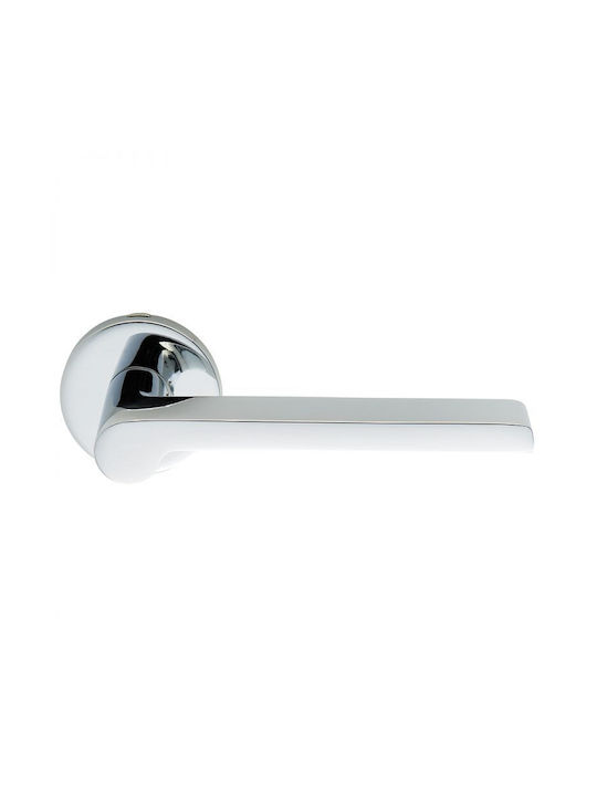 Door Handle 2331 Zogometal Cylinder Lock Type Right Piece Escutcheon Plate Chrome Glossy Copper