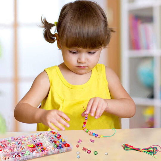 Set creativ pentru copii accesorii mărgele confecționare brățări colorate 900 de piese 13 X 26 X 2.5 cm Multicolor