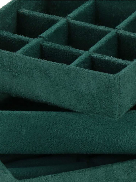 Jewelry Box Velvet Green Mirror 12x12x12 Cm Springos